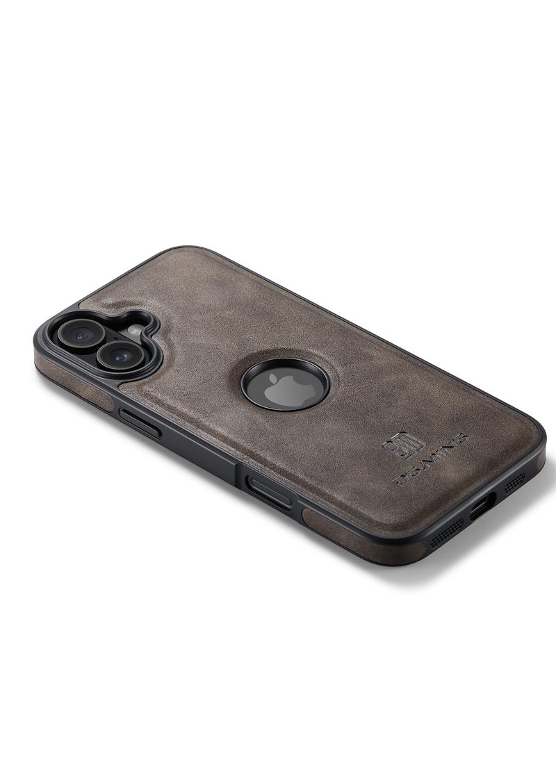 DGMING Case Cover Premium Leather Back with Logo CutOut Shockproof Compatible with Iphone 16  (Coffe) - Image 3