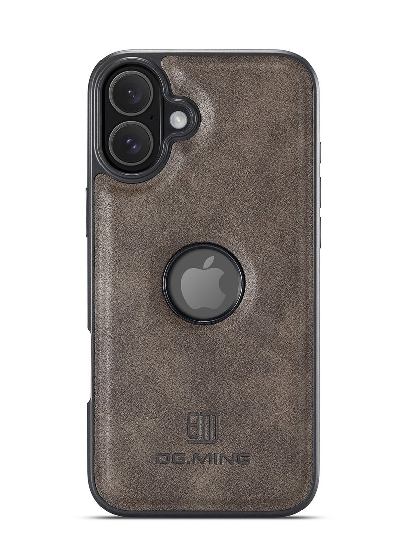 DGMING Case Cover Premium Leather Back with Logo CutOut Shockproof Compatible with Iphone 16  (Coffe) - Image 2