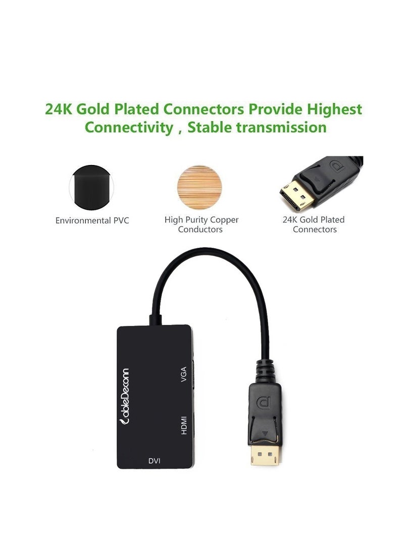 CableDeconn CableDeconn Multi-Function Displayport Dp to HDMI/DVI/VGA Male to Female 3-in-1 Adapter Converter Cable  - Image 3