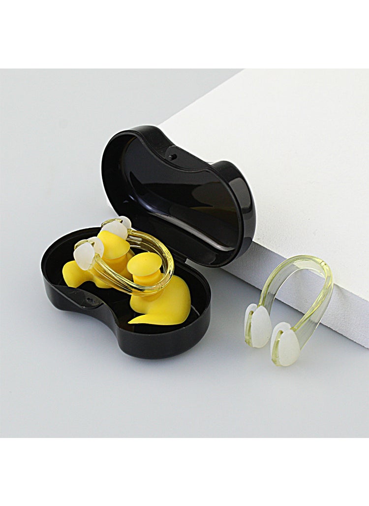 Generic - Swimming Earplugs Professional Ear Anti-water Silicone Earplugs Anti-noise Sleep Sound Insulation Earplugs Swimming Nose Clip Set Yellow nose clip ear plug set (high-grade box - Image 1
