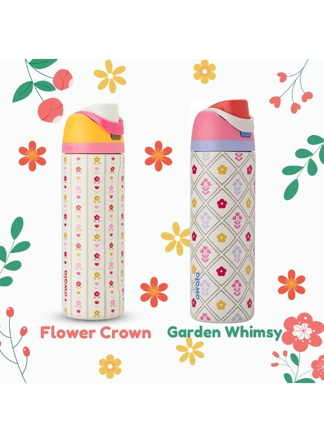 Owala Freesip Insulated Stainless Steel Water Bottle With Straw For Sports And Travel, Bpa-Free, 24-Ounce,garden whimsy  - Image 5