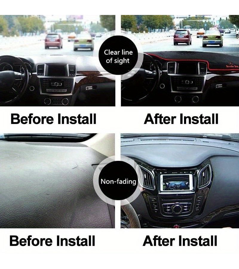 Car Dashboard Cover Fit For Jazz 2010 2011 2012 2013 Left Hand Drive Automobile Dash Mat Dash Pad Anti UV Non Slip Black - Image 3