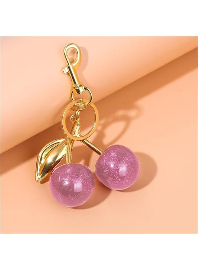Cherry Keychain Bag Charms with Keyring and Clip Cherry Keychain Handbag Accessory Purse Charms - Image 4
