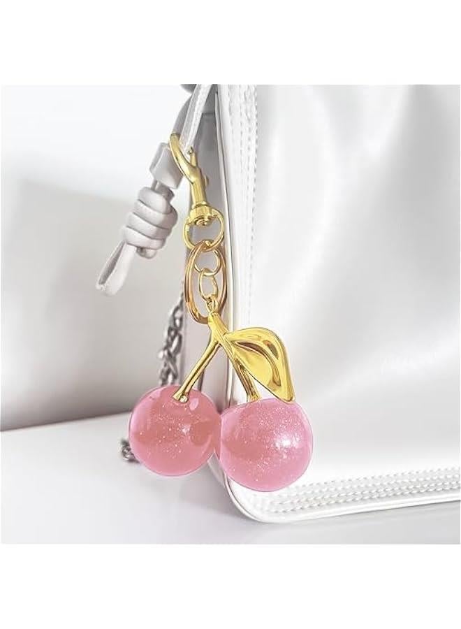 Cherry Keychain Bag Charms with Keyring and Clip Cherry Keychain Handbag Accessory Purse Charms - Image 3