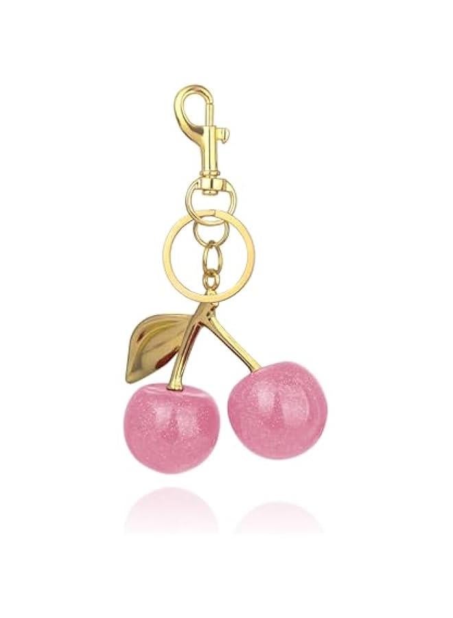 Cherry Keychain Bag Charms with Keyring and Clip Cherry Keychain Handbag Accessory Purse Charms - Image 1