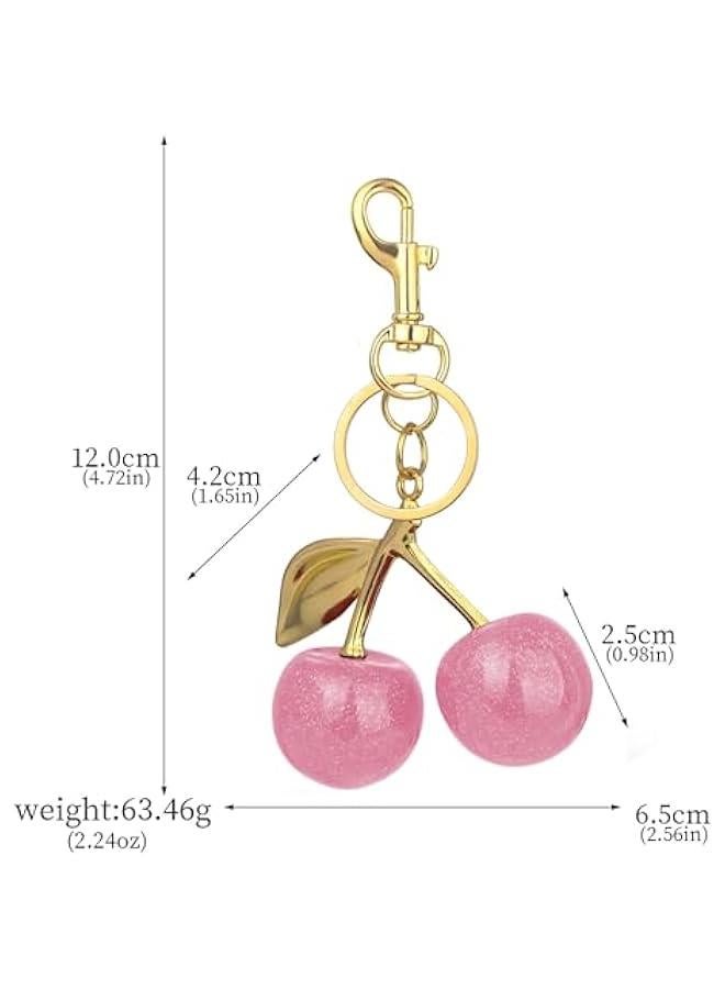 Cherry Keychain Bag Charms with Keyring and Clip Cherry Keychain Handbag Accessory Purse Charms - Image 2