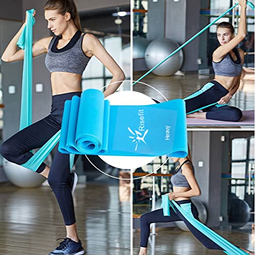 Risefit مجموعة أحزمة المقاومة المسطحة للعلاج، أحزمة مرنة خالية من اللاتكس للتمارين، المرونة، البيلاتس، اليوغا، الباليه، الجمباز، إعادة التأهيل، التمرين، وردي، بنفسجي، أزرق (3 عبوات، 5 أقدام طول)  - Image 2