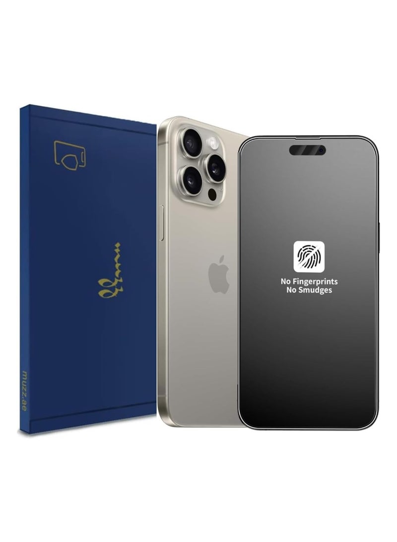 Muzz MATTE Tempered Glass Anti-Spy Privacy Screen Protector for iPhone 16 Pro Max  9H Hardness Black (IPhone 16 Pro Max) - Image 1