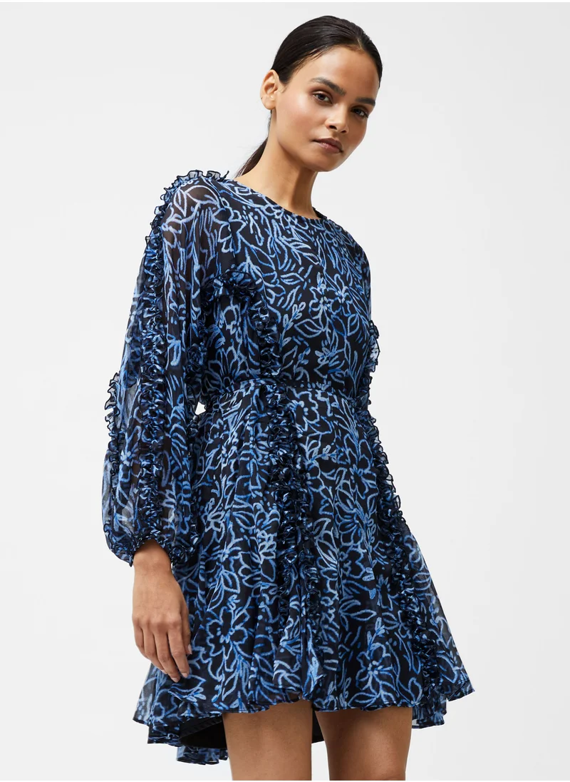 فرنش كونكشن Frill/Ruffle Polyester Above Knee Dress