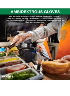 ECARES ECARES® Vinyl Gloves, Latex-Free, Powder-Free, Disposable, Durable and Non-Sterile, For Food Prep, Cleaning, Cooking & Multipurpose Use. Clear, Large Size  - Image 4