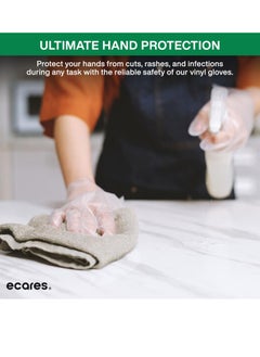 ECARES ECARES® Vinyl Gloves, Latex-Free, Powder-Free, Disposable, Durable and Non-Sterile, For Food Prep, Cleaning, Cooking & Multipurpose Use. Clear, Large Size  - Image 5
