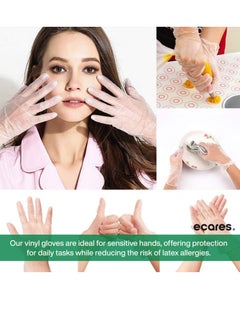 ECARES ECARES® Vinyl Gloves, Latex-Free, Powder-Free, Disposable, Durable and Non-Sterile, For Food Prep, Cleaning, Cooking & Multipurpose Use. Clear, Large Size  - Image 3