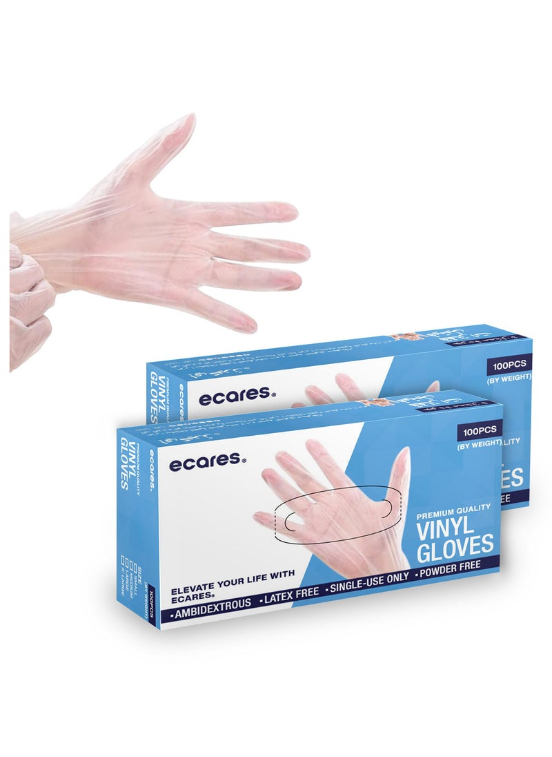 ECARES ECARES® Vinyl Gloves, Latex-Free, Powder-Free, Disposable, Durable and Non-Sterile, For Food Prep, Cleaning, Cooking & Multipurpose Use. Clear, Large Size  - Image 1