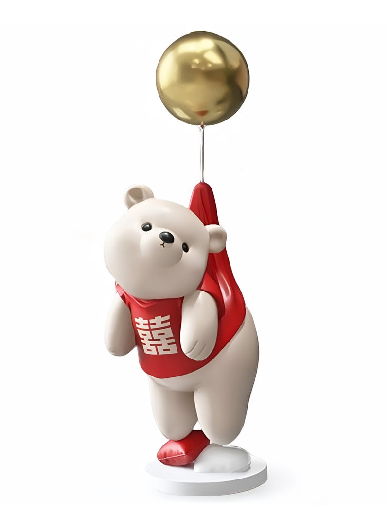Cartoon Bear Resin Statue Sculpture Crafts Collectible Height 40cm Table Decoration for Home Decor Piece Red  - Image 1