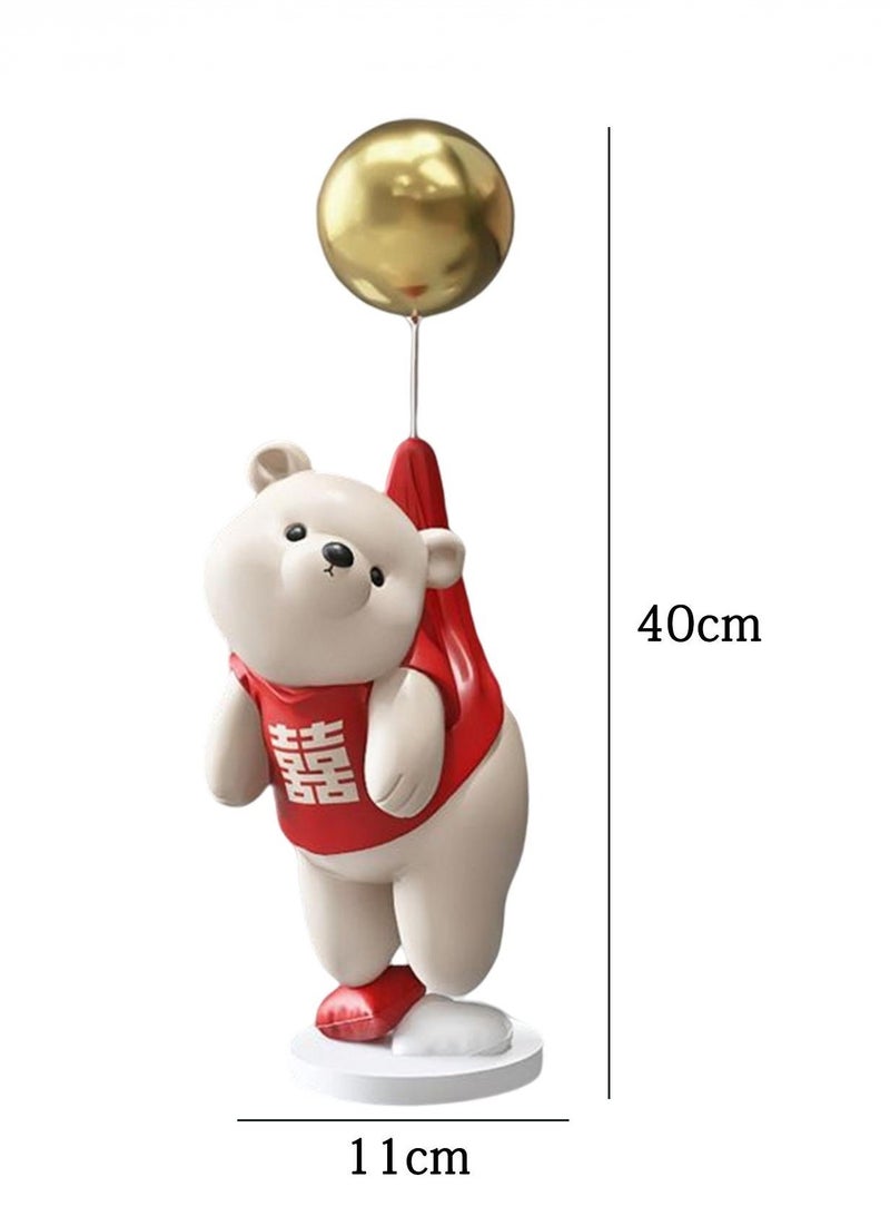Cartoon Bear Resin Statue Sculpture Crafts Collectible Height 40cm Table Decoration for Home Decor Piece Red  - Image 2