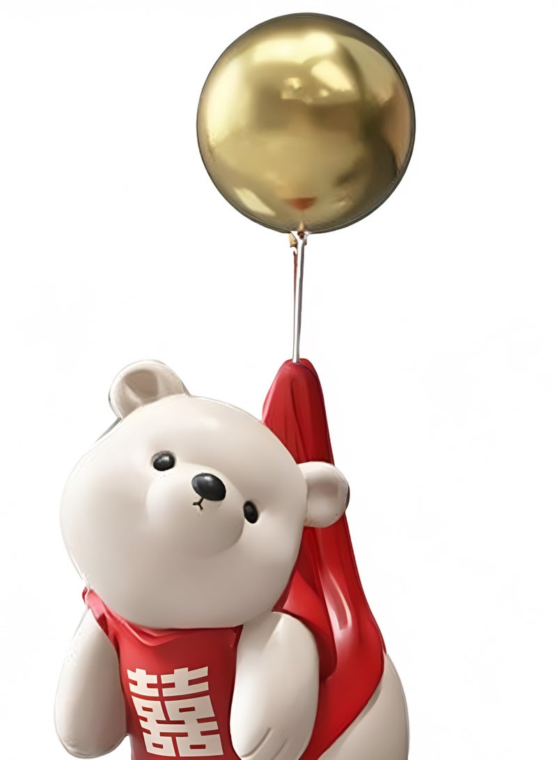 Cartoon Bear Resin Statue Sculpture Crafts Collectible Height 40cm Table Decoration for Home Decor Piece Red  - Image 4