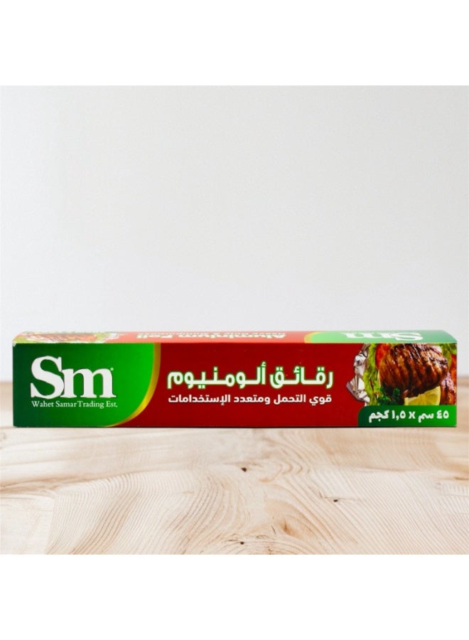 SM Aluminium Food Covering Foil, Heavy Duty and Multipurpose, High-Thickness, Tear-Resistant, Food-Grade Safe, 45m x 45cm - Image 1