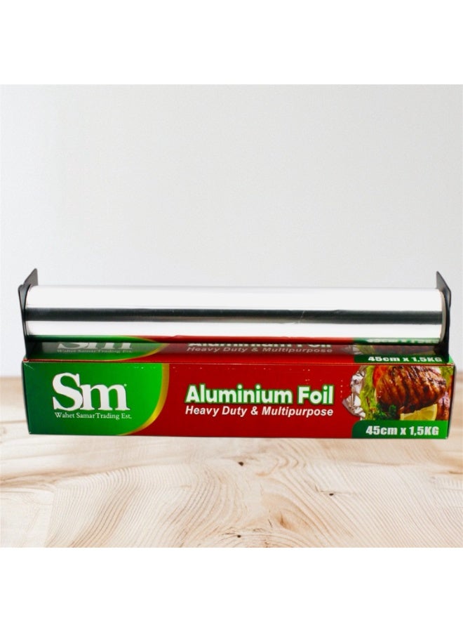 SM Aluminium Food Covering Foil, Heavy Duty and Multipurpose, High-Thickness, Tear-Resistant, Food-Grade Safe, 45m x 45cm - Image 2