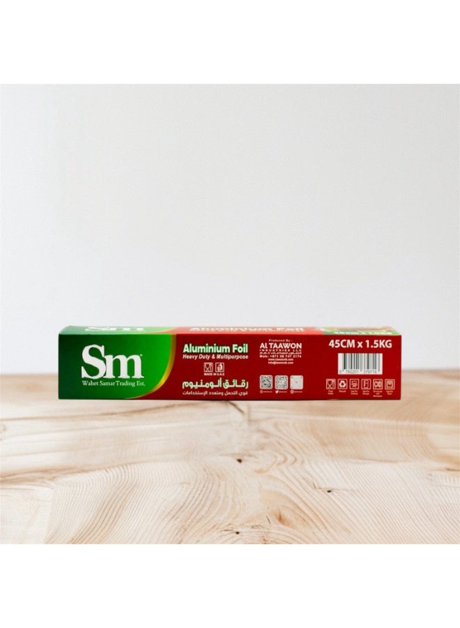 SM Aluminium Food Covering Foil, Heavy Duty and Multipurpose, High-Thickness, Tear-Resistant, Food-Grade Safe, 45m x 45cm - Image 3