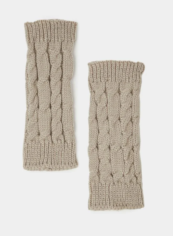 Styli Grey Cable Knit Leg Warmers