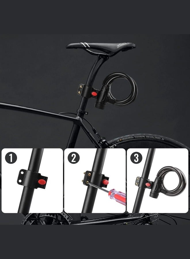 قفل الدراجة، كابل أقفال الدراجة، دراجة هوائية مضادة للسرقة بمفتاحين، دراجة ثقيلة مقاومة للطقس مزودة بمفتاح مثبت، دراجة نارية، دراجة نارية - Image 3