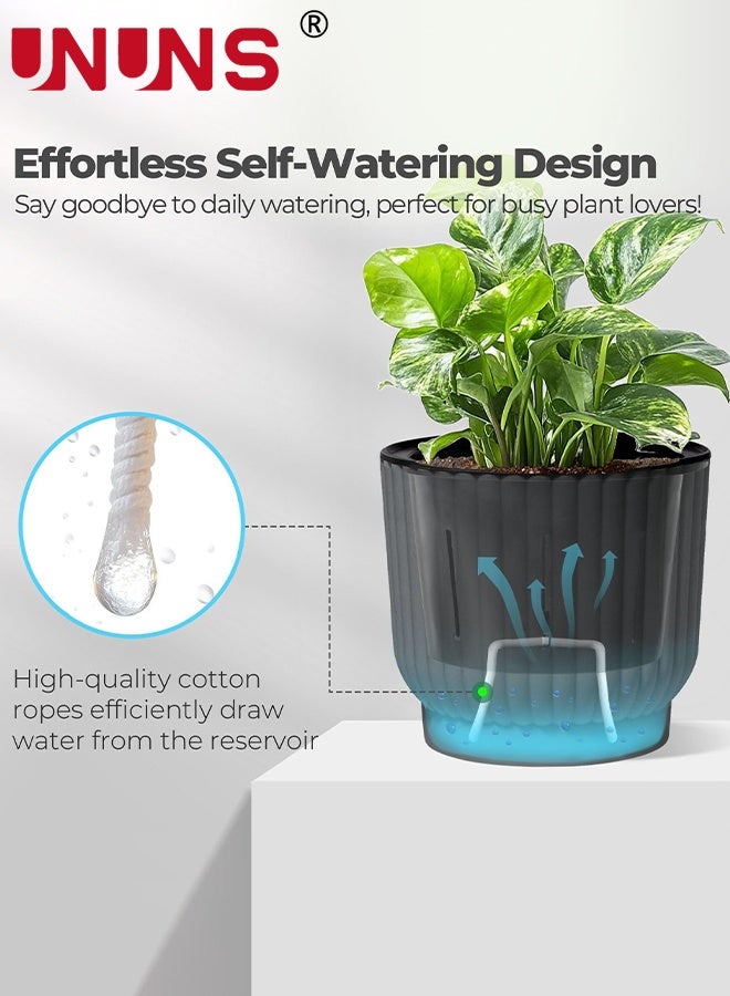 UNUNS Plant pots,6 Pack Plant pots,Soft Plastic Pot,Self Watering Plant Pot,Flower Planter,Flower Pots,Plant Container for Home Garden(Diameter:15cm Grey) - Image 3
