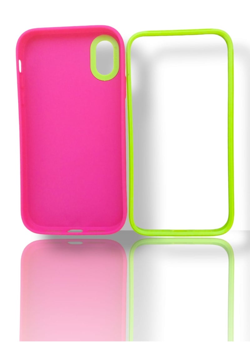 Generic - Back protection cover made of plastic for Apple iPhone X/XS with a frame inside to protect the phone - Pink - Image 1