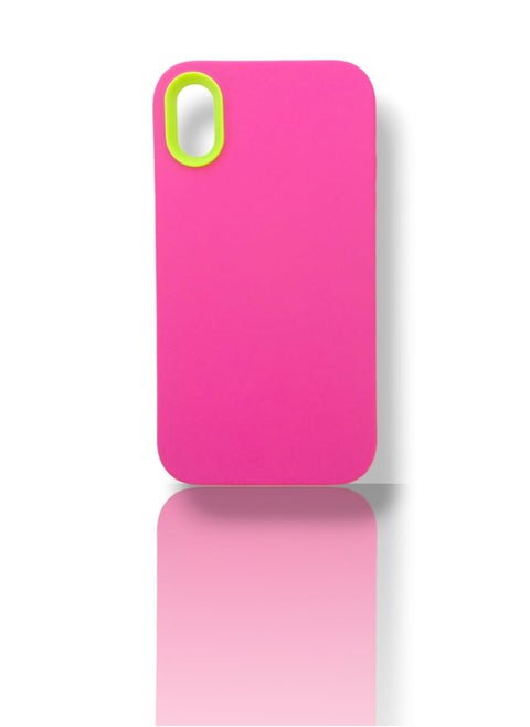 Back protection cover made of plastic for Apple iPhone X/XS with a frame inside to protect the phone - Pink