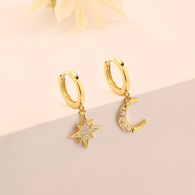 SANNYRA Moon & Star Earrings for Women - 14K Gold Plated Beach Sea Drop Dangle Earrings - Seashell Beachy Jewelry - Image 4