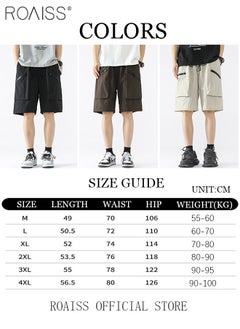 roaiss Mid Waist Outdoor Sports Shorts for Men Retro Casual Lightweight Cool Fabric Loose Drawstring Beach Shorts Mens Simple Comfortable Breathable Skin-Friendly Cargo Half Pants  - Image 5