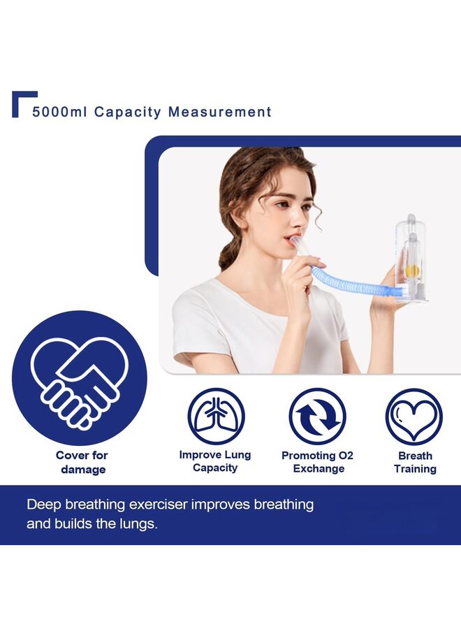 LAMAY Breathing Exercise Device for Lungs, Deep Breathing Trainer for Adults - 5000ml Volume Measurement with Flow Rate Indicator - Image 2
