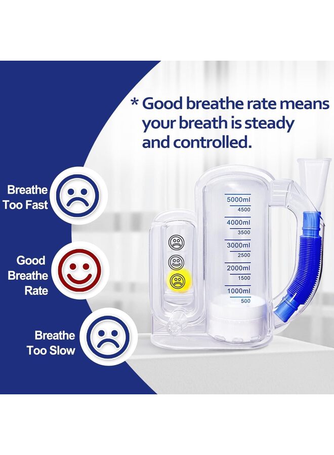 LAMAY Breathing Exercise Device for Lungs, Deep Breathing Trainer for Adults - 5000ml Volume Measurement with Flow Rate Indicator - Image 4