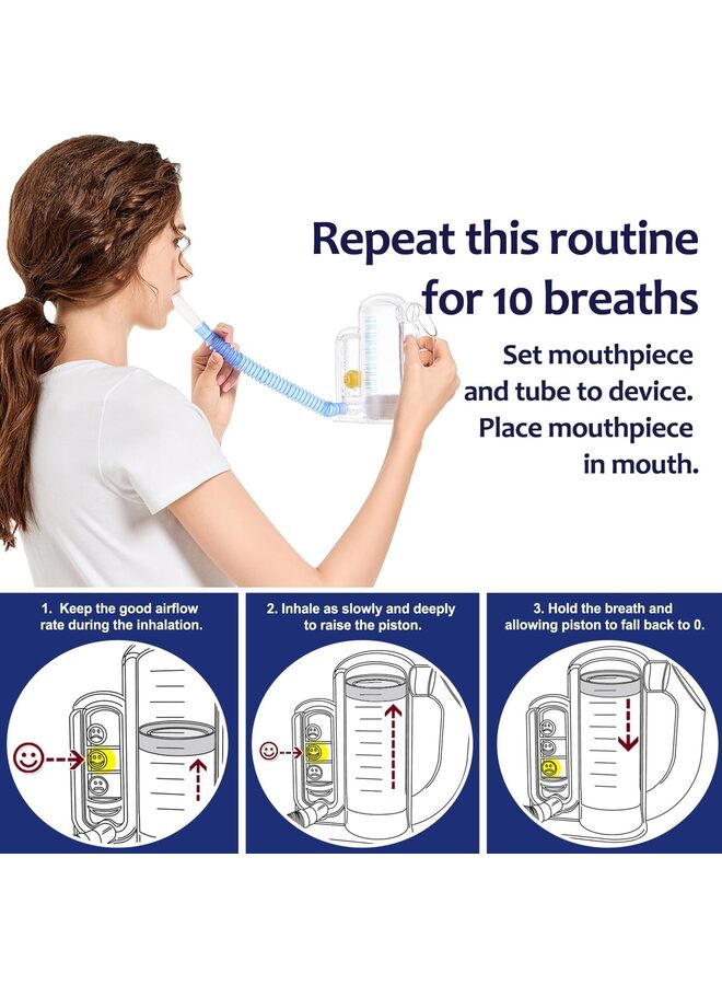 LAMAY Breathing Exercise Device for Lungs, Deep Breathing Trainer for Adults - 5000ml Volume Measurement with Flow Rate Indicator - Image 5