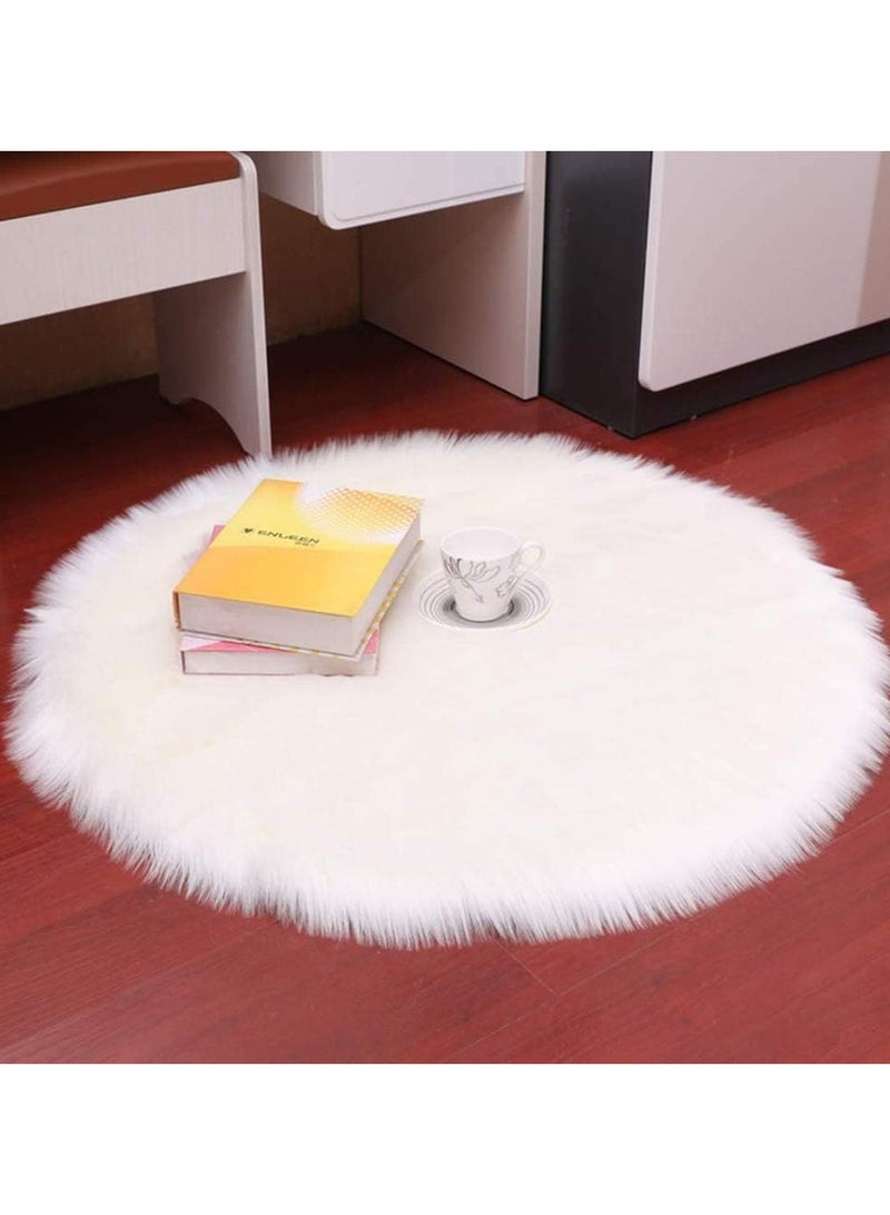 LINGWEI Round Soft Area Rug for Bedroom, Faux Fur Rug Living Room Carpets,Fluffy Circle Rug, Chair Cushions  - Image 5