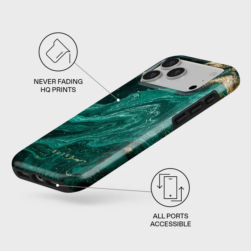 Burga iPhone 17 Pro Max Emerald Pool Burga iPhone 17 Pro Max Emerald Pool Premium Case Compatible with Hybrid Dual-Layer Hard Shell + Silicone Protection - Scratch-Resistant Shockproof Mobile Cover  | Best Price UAE