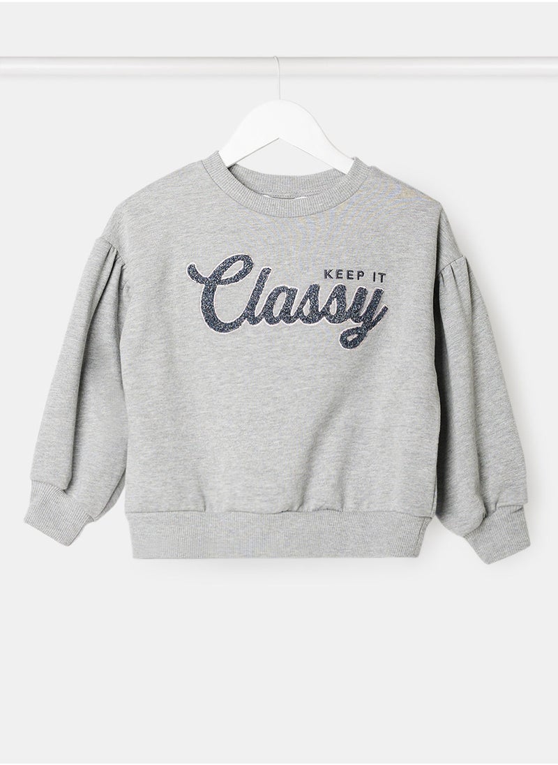 MANGO - Girls Slogan Sweatshirt - Image 1