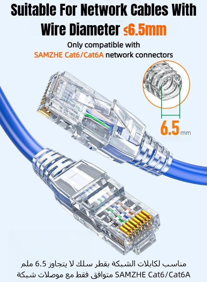 SAMZHE PT-07 عبوة 50 قطعة أغطية واقية لموصلات RJ45، أغطية بلاستيك شفافة مضادة للشد لكريستالات الشبكة Cat6 و Cat6A غير المغلقة - Image 5