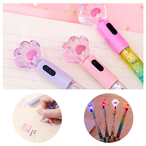SITAKE 8 Pcs Cute Pens Kawaii Pens Fun Pen, 0.5mm Cat Paw Shiny Luminous Ballpoint Pen, Korean Japanese Stationery School Supplies for Teen Girls Women, Black Writing - Image 3
