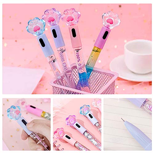 SITAKE 8 Pcs Cute Pens Kawaii Pens Fun Pen, 0.5mm Cat Paw Shiny Luminous Ballpoint Pen, Korean Japanese Stationery School Supplies for Teen Girls Women, Black Writing - Image 5