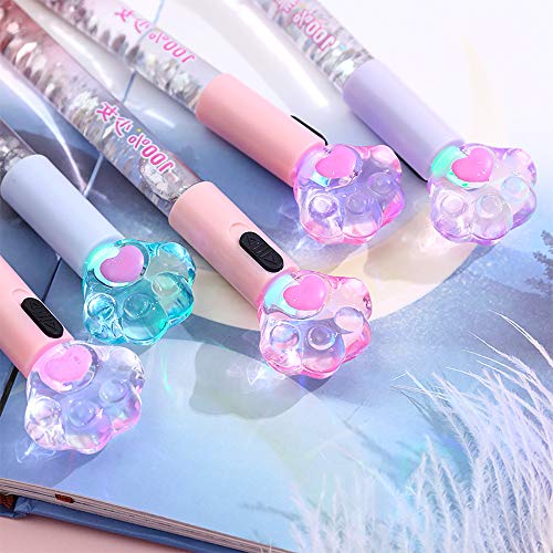 SITAKE 8 Pcs Cute Pens Kawaii Pens Fun Pen, 0.5mm Cat Paw Shiny Luminous Ballpoint Pen, Korean Japanese Stationery School Supplies for Teen Girls Women, Black Writing - Image 2