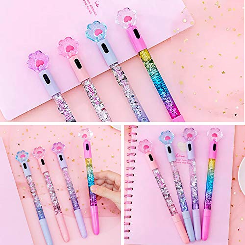 SITAKE 8 Pcs Cute Pens Kawaii Pens Fun Pen, 0.5mm Cat Paw Shiny Luminous Ballpoint Pen, Korean Japanese Stationery School Supplies for Teen Girls Women, Black Writing - Image 4