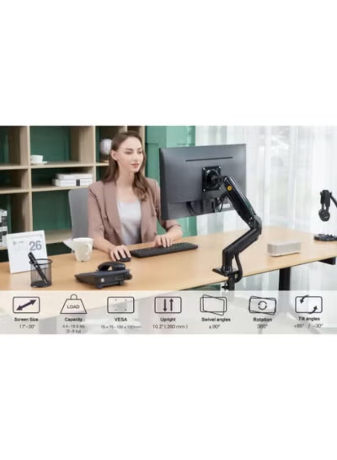 NB NORTH BAYOU Gas Spring Monitor Arm – Fully Adjustable Stand for 17"–30" Screens – Height Up to 26cm – VESA Compatible – 360° Rotation – Supports Up to 9kg - Image 4