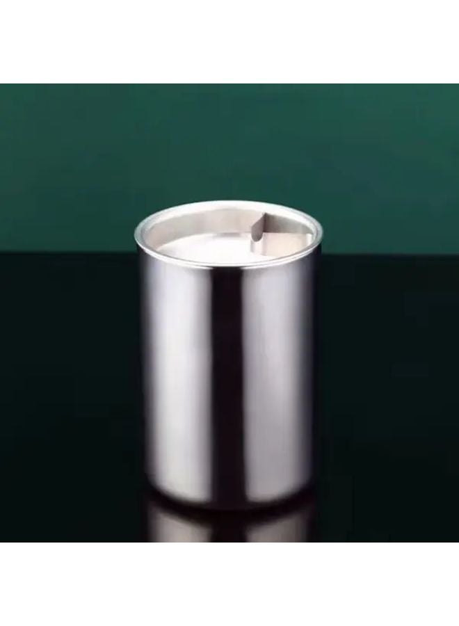 مِنفضة سجائر فضية مقاومة للرياح بغطاء، مخصصة للسيجار، خالية من الدخان، للاستخدام الداخلي والخارجي - Image 3