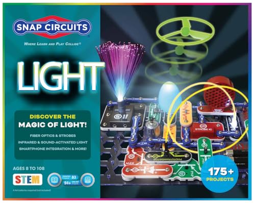 Snap Circuits Light Electronics Exploration Kit  Over 175 Exciting STEM Projects  Full Color Project Manual  55 Snap Circuits Parts  STEM Educational Toys for Kids 8 - Image 1