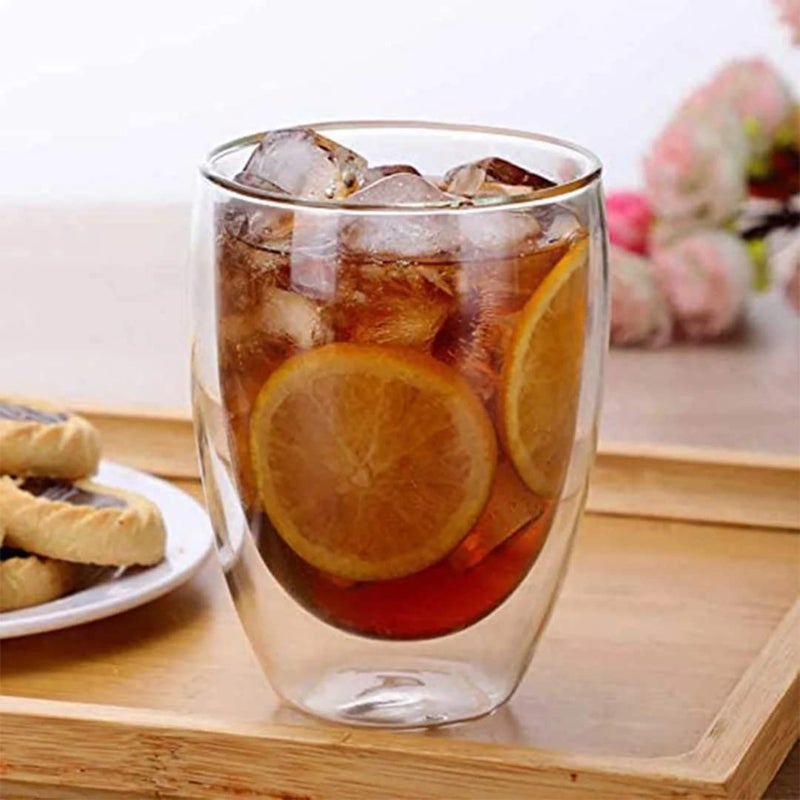 Baskety 350ML Double Wall Glass Coffee Cups, Insulated Double Walled Glasses Heat Resistant Cappuccino Latte Tea Drinking Mugs for Hot and Cold Drinks Housewarming Gifts (Pack of 2) - Image 4