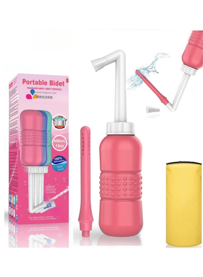 2 in 1 Portable Bidet, 450ml Travel 15oz Handheld Personal Empty Bottle, Childbirth Cleaner for Women,Men,Baby,Personal Hygiene Outdoor,Camping,Travling,with waterproof storage bag  - Image 1