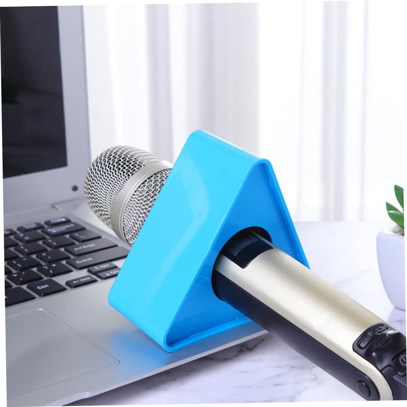 Blue Interview Microphone Stand Portable Flag Mic Arm Triangle Station - Image 4