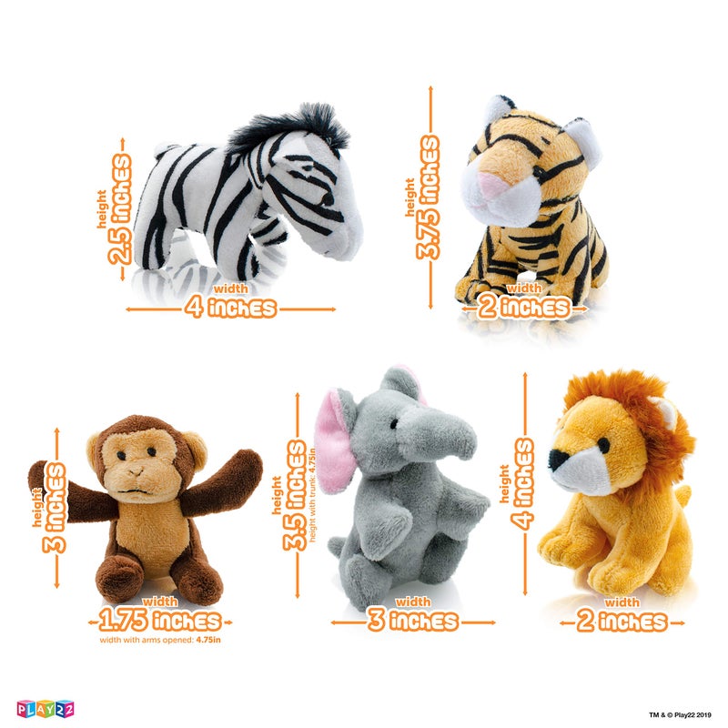 Play22 6-Piece Plush Talking Jungle Animals Set with Carrier for Kids, Babies & Toddlers - Elephant, Tiger, Lion, Zebra, Monkey - Image 4