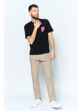 ESPRIT Men Crew Neck Short Sleeve Brand Logo T Shirt, Black  - Image 2