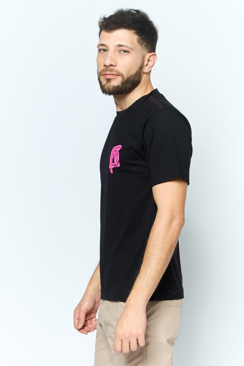 ESPRIT Men Crew Neck Short Sleeve Brand Logo T Shirt, Black - Image 3